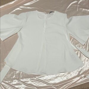 Zara White Blouse with Flared Sleeves